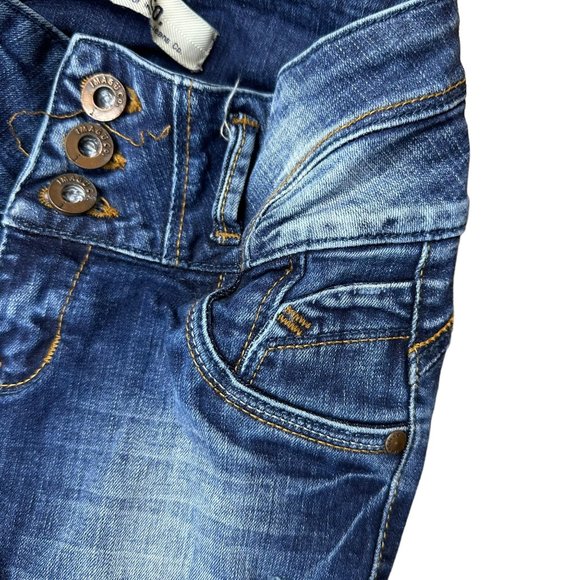 Womens Skinny Ripped Jeans Size 30 Blue Mid Rise Stretch Ankle Buttons - Picture 6 of 16